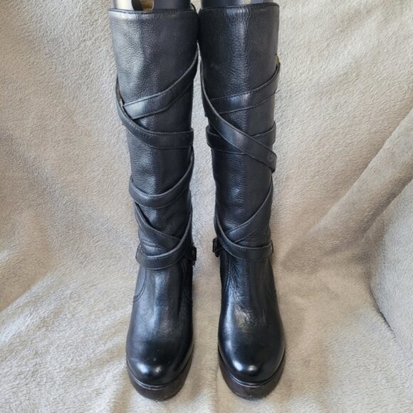 Michael Kors black leather round toe mid calf heeled boots size 8 - Picture 10 of 16